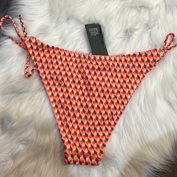 🧡Women's Ribbed Side-Tie Scoop Front High Leg Extra Cheeky Bikini Bottom only - Picture 8 of 16